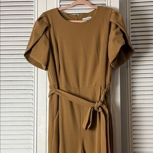 Calvin Klein Tan Long Sleeve Dress with Belt